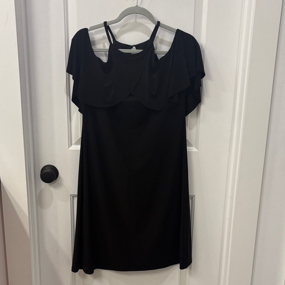 R&M Richards Black Mini Dress with Ruffle Detail